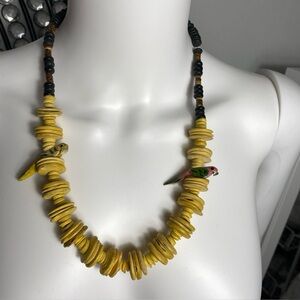 Handcrafted Wooden Beaded & coconut shell discs Necklace 24”